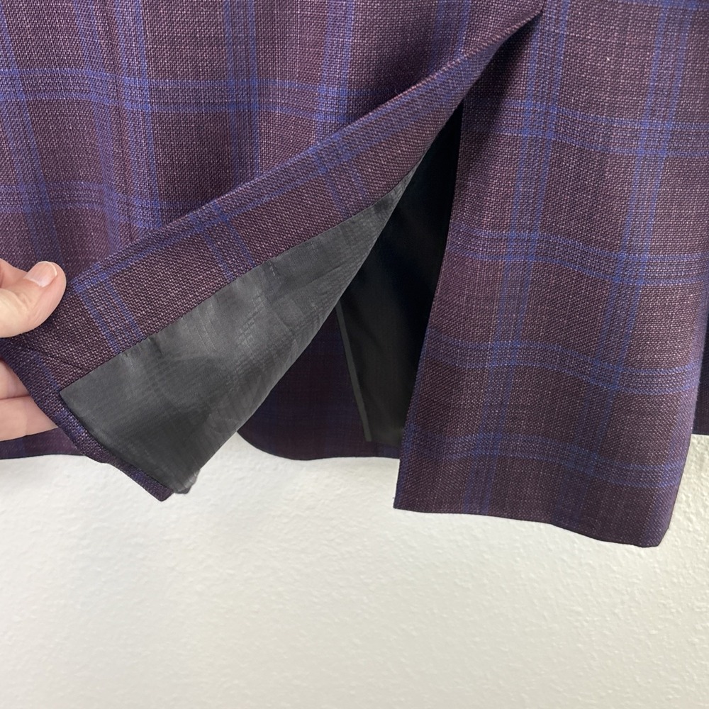 Emporio Armani G-Line Purple Check Wool Sport Coat Super 130's 56 EUR 46 US - Picture 10 of 16